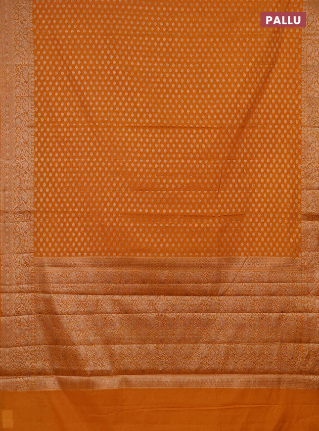 Semi chiniya saree mango yellow with woven buttas and woven border