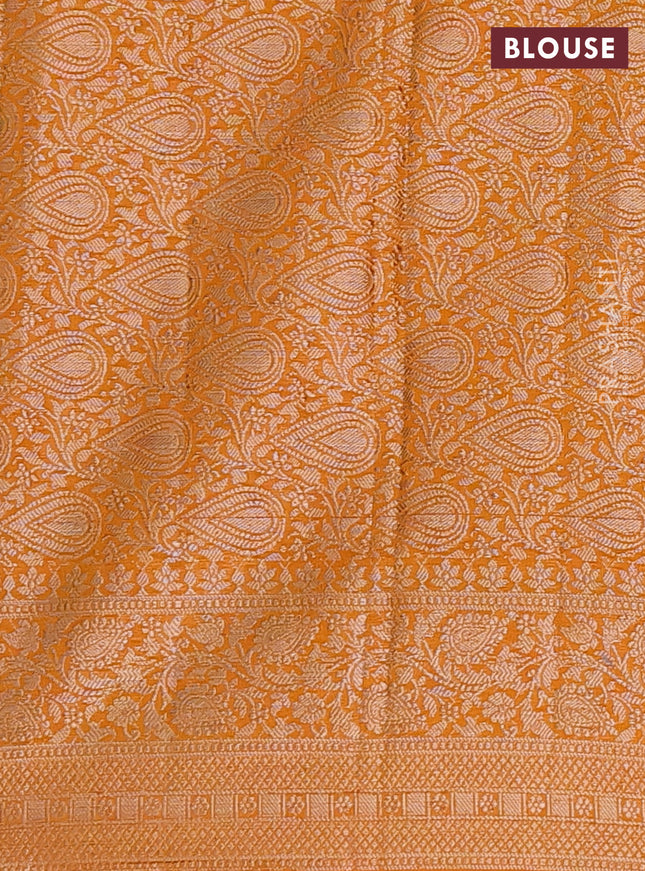 Semi chiniya saree mango yellow with woven buttas and woven border