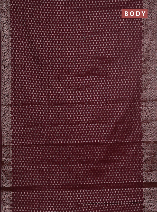 Semi chiniya saree deep maroon with woven buttas and woven border