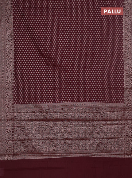 Semi chiniya saree deep maroon with woven buttas and woven border