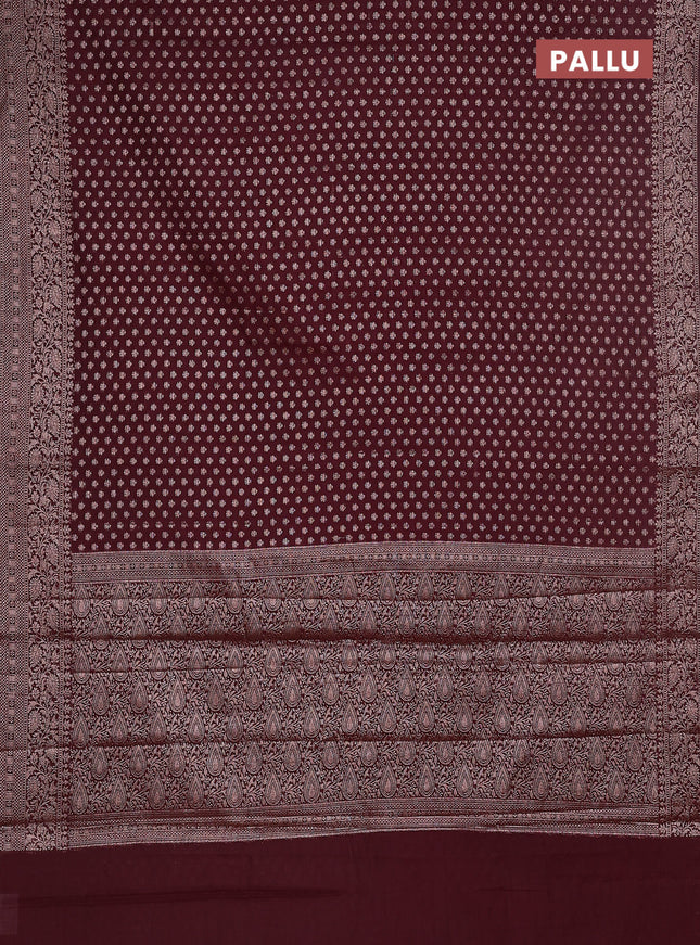 Semi chiniya saree deep maroon with woven buttas and woven border