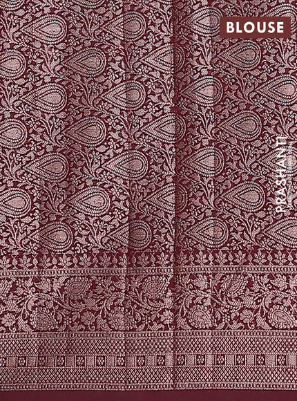 Semi chiniya saree deep maroon with woven buttas and woven border