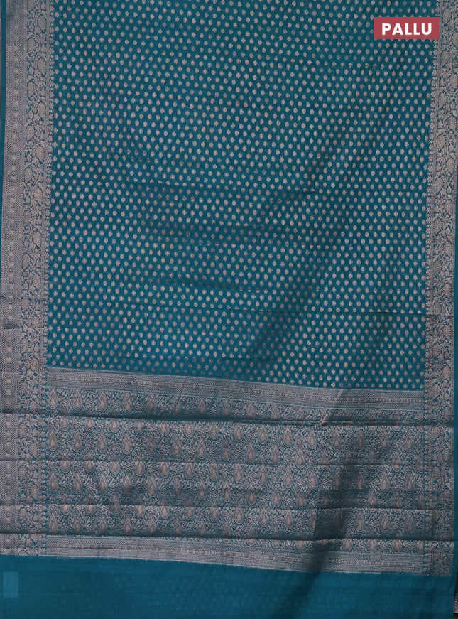 Semi chiniya saree teal blue with woven buttas and woven border