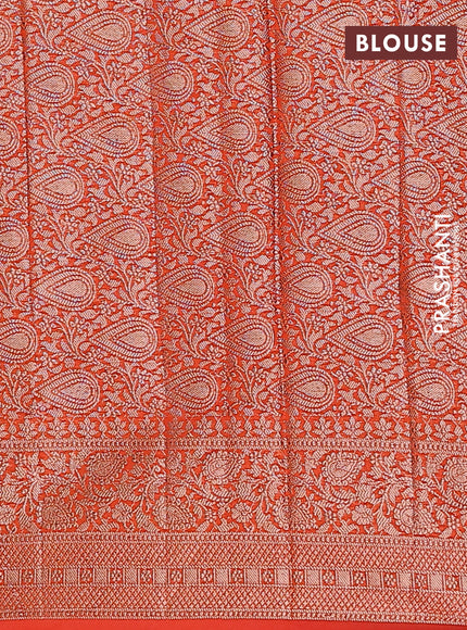 Semi chiniya saree orange with woven buttas and woven border