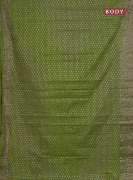 Semi chiniya saree green with woven buttas and woven border