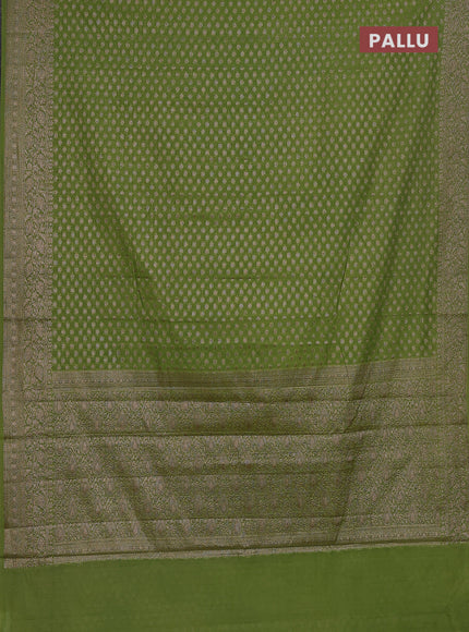 Semi chiniya saree green with woven buttas and woven border