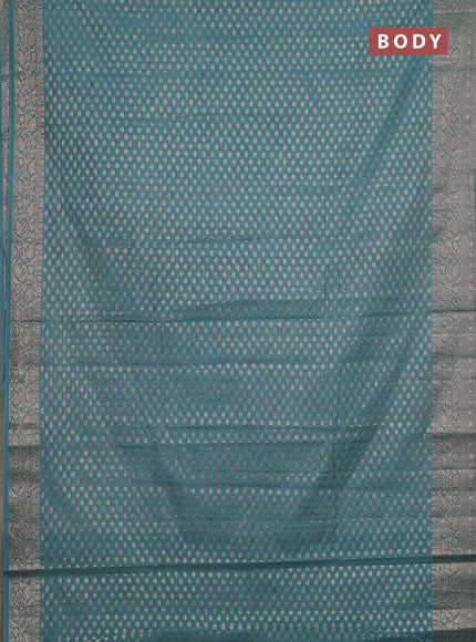 Semi chiniya saree teal blue with woven buttas and woven border