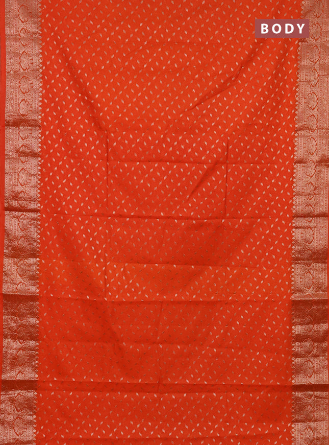 Semi chiniya saree orange with woven buttas and woven border