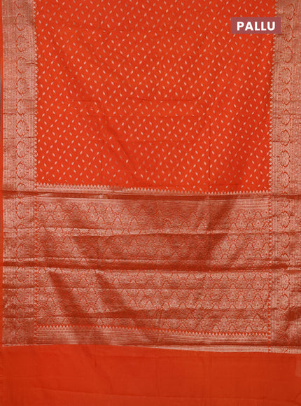Semi chiniya saree orange with woven buttas and woven border