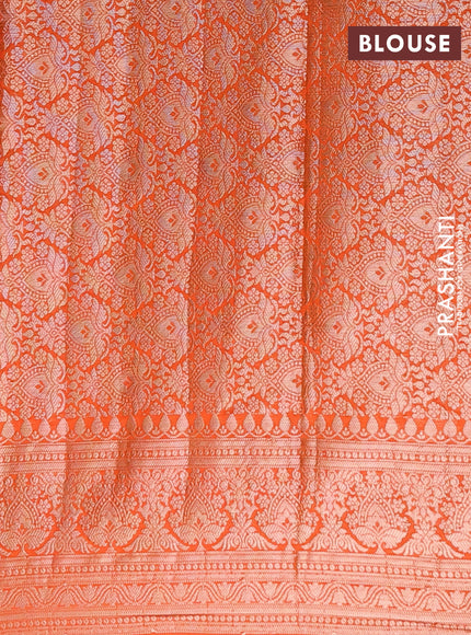 Semi chiniya saree orange with woven buttas and woven border