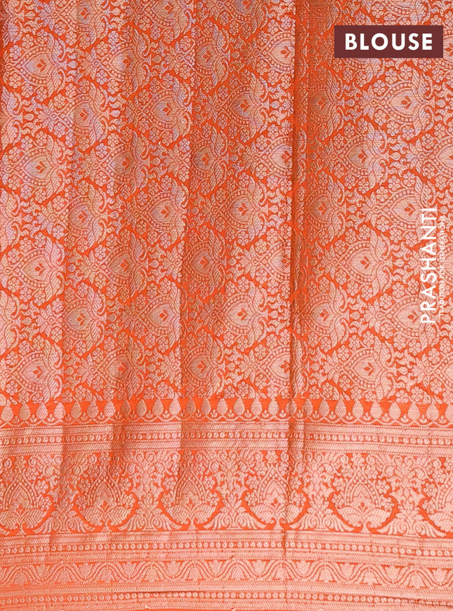 Semi chiniya saree orange with woven buttas and woven border