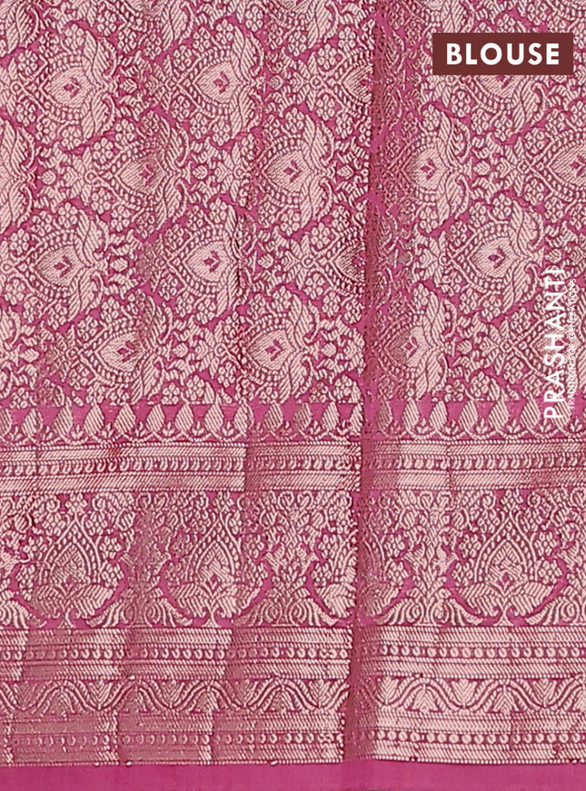 Semi chiniya saree mauve pink with woven buttas and woven border