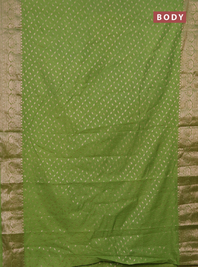 Semi chiniya saree light green with woven buttas and woven border