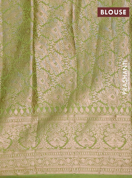 Semi chiniya saree light green with woven buttas and woven border