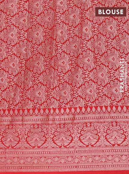Semi chiniya saree red with woven buttas and woven border