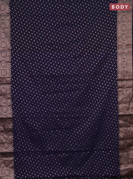 Semi chiniya saree navy blue with woven buttas and woven border