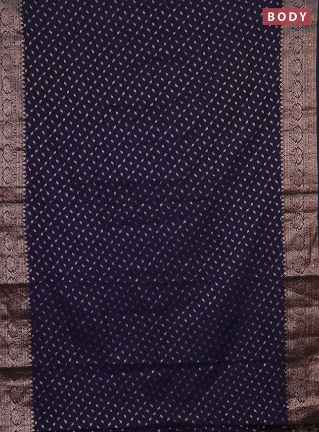 Semi chiniya saree navy blue with woven buttas and woven border