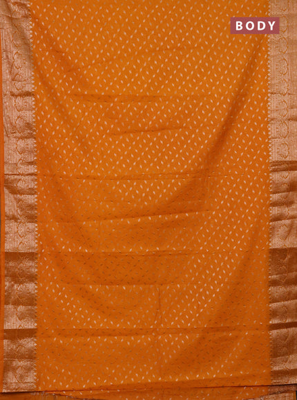 Semi chiniya saree mango yellow with woven buttas and woven border