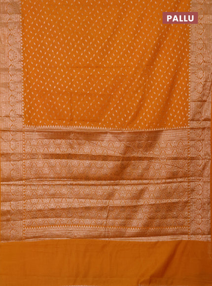 Semi chiniya saree mango yellow with woven buttas and woven border