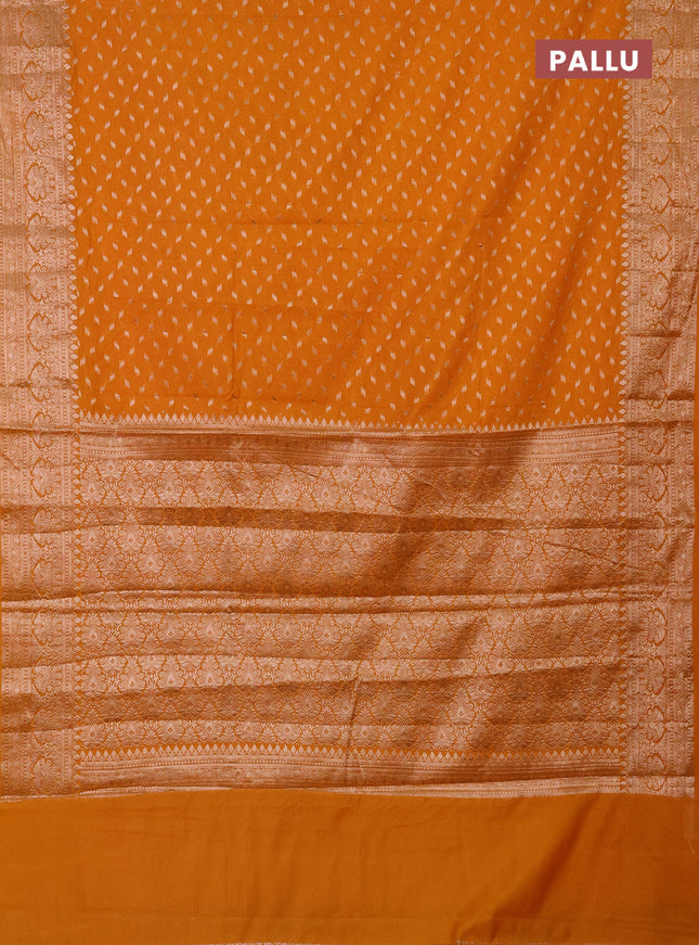Semi chiniya saree mango yellow with woven buttas and woven border
