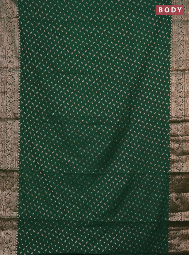 Semi chiniya saree green with woven buttas and woven border