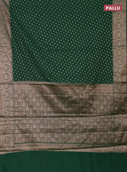 Semi chiniya saree green with woven buttas and woven border