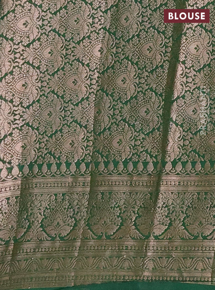 Semi chiniya saree green with woven buttas and woven border