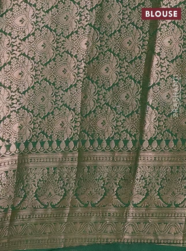 Semi chiniya saree green with woven buttas and woven border