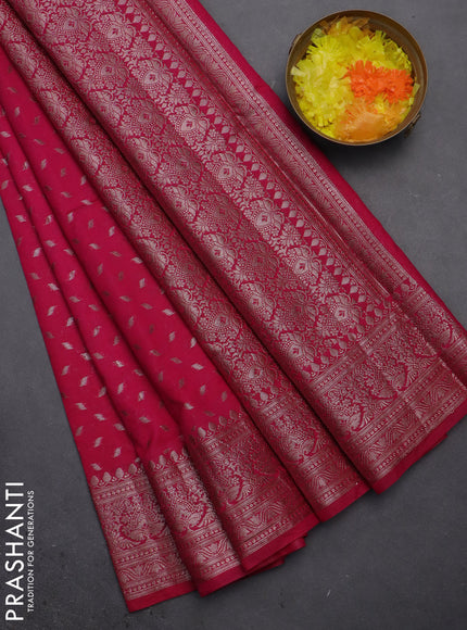 Semi chiniya saree pink with woven buttas and woven border
