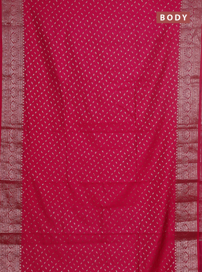 Semi chiniya saree pink with woven buttas and woven border