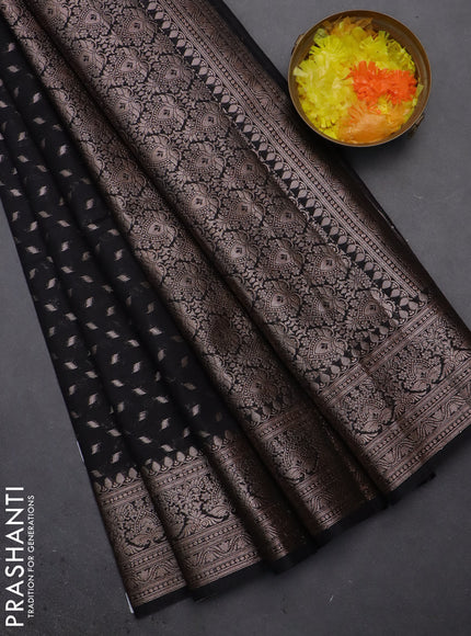 Semi chiniya saree black with woven buttas and woven border