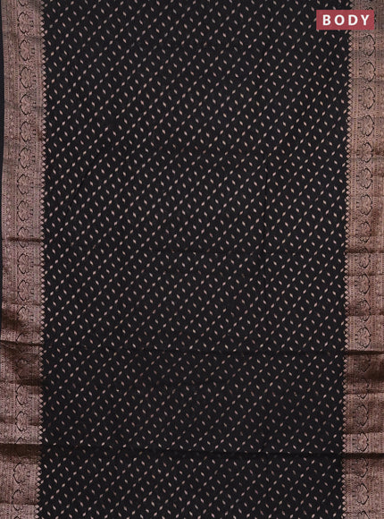 Semi chiniya saree black with woven buttas and woven border