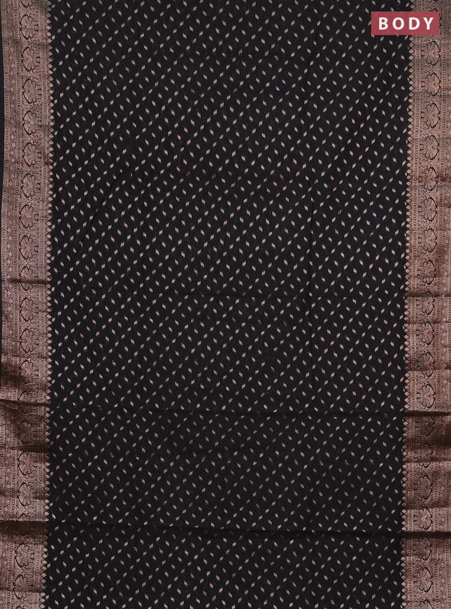 Semi chiniya saree black with woven buttas and woven border