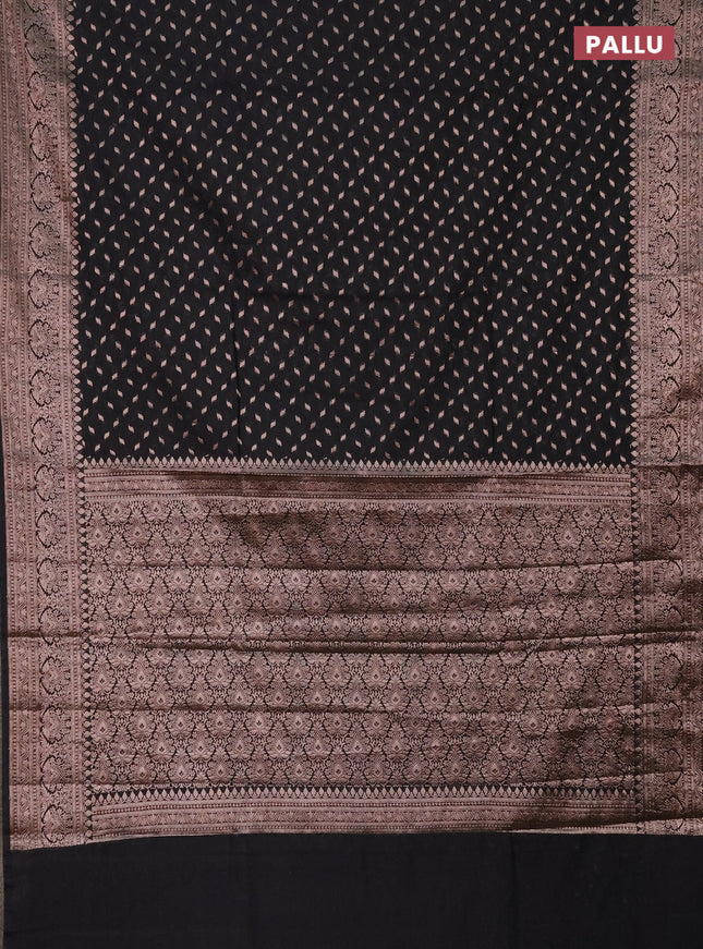 Semi chiniya saree black with woven buttas and woven border