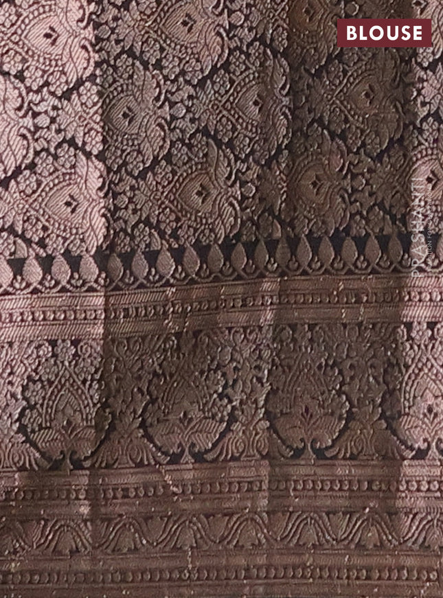 Semi chiniya saree black with woven buttas and woven border