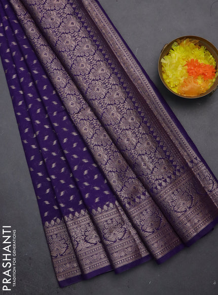 Semi chiniya saree violet with woven buttas and woven border