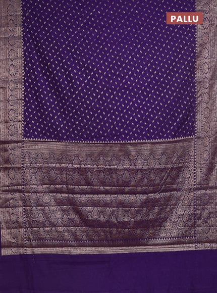 Semi chiniya saree violet with woven buttas and woven border