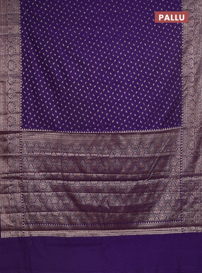 Semi chiniya saree violet with woven buttas and woven border