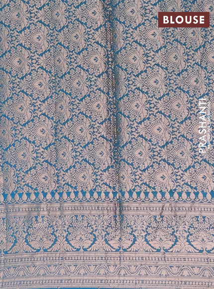 Semi chiniya saree teal blue with woven buttas and woven border