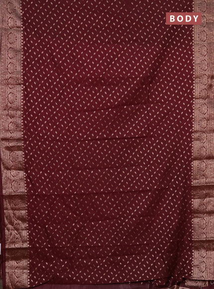 Semi chiniya saree wine shade with woven buttas and woven border