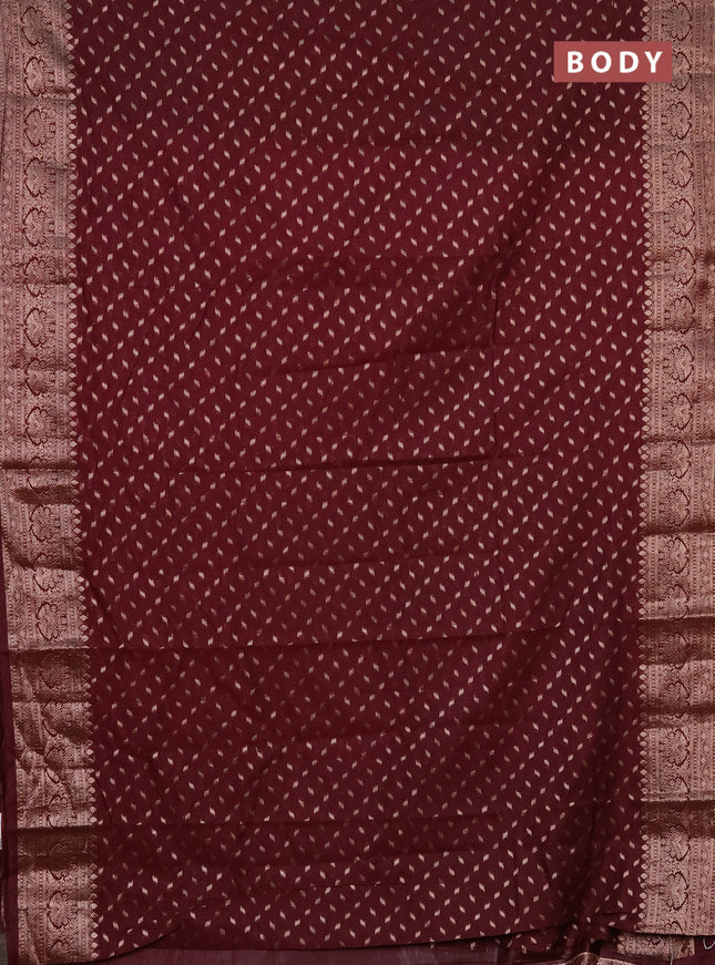 Semi chiniya saree wine shade with woven buttas and woven border