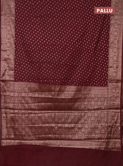 Semi chiniya saree wine shade with woven buttas and woven border