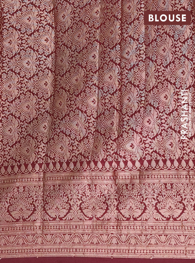 Semi chiniya saree wine shade with woven buttas and woven border