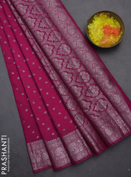 Semi chiniya saree pink with woven buttas and woven border