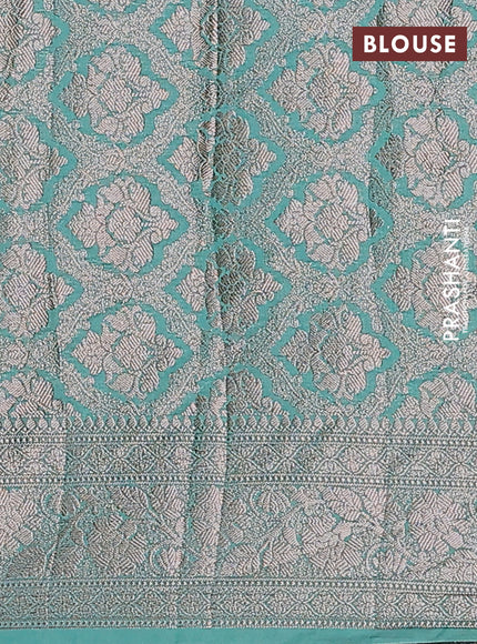 Semi chiniya saree teal shade with woven buttas and woven border
