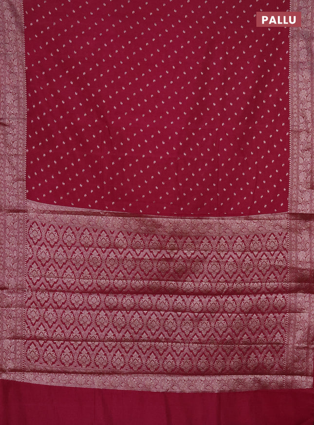 Semi chiniya saree wine shade with woven buttas and woven border