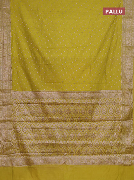 Semi chiniya saree lime green with woven buttas and woven border