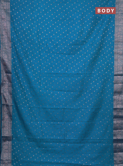 Semi chiniya saree cs blue with woven buttas and woven border