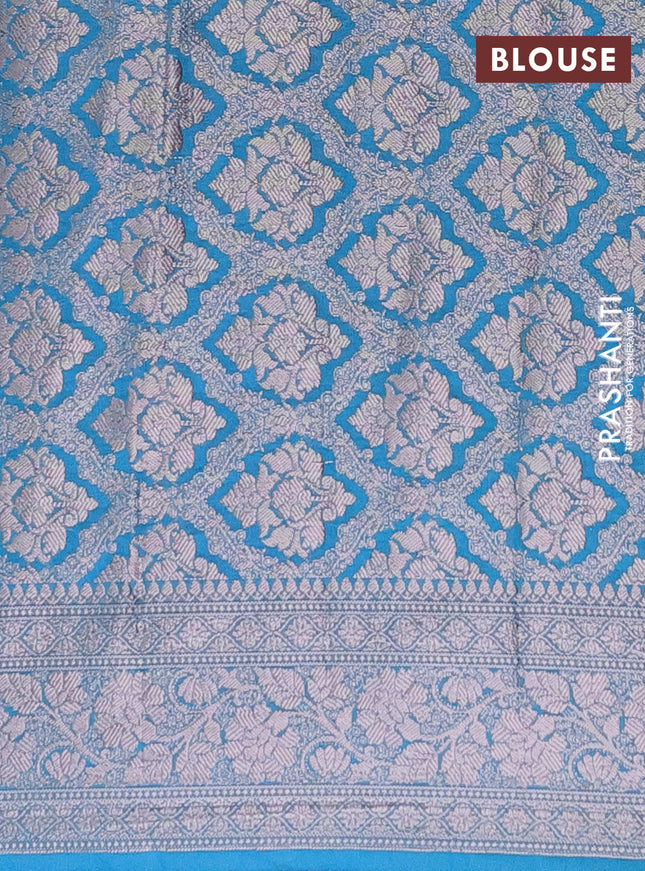 Semi chiniya saree cs blue with woven buttas and woven border