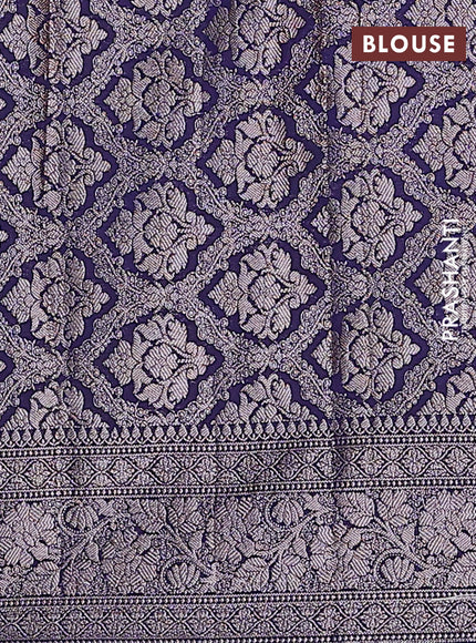 Semi chiniya saree navy blue with woven buttas and woven border